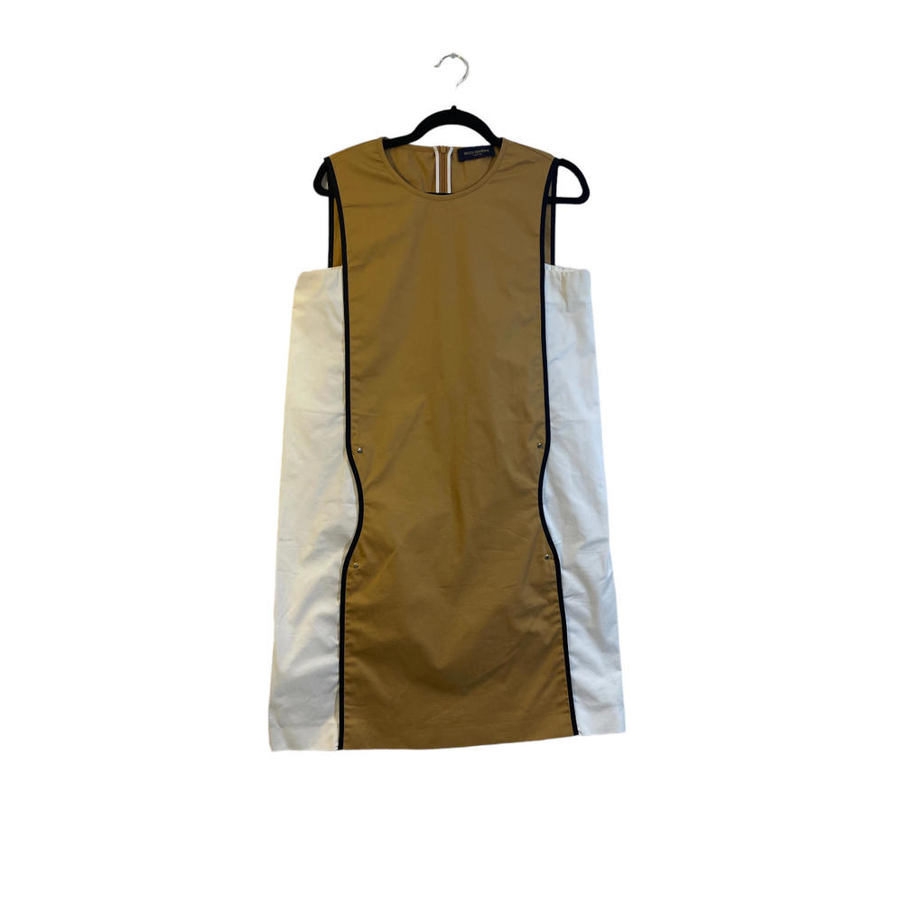 Piazza Sempione Tan and White Dress